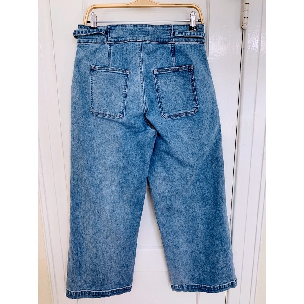 Hudson Cropped High Waist Tie Waist Wide Leg Jeans Medium Blue Size 10 30 - Picture 3 of 16